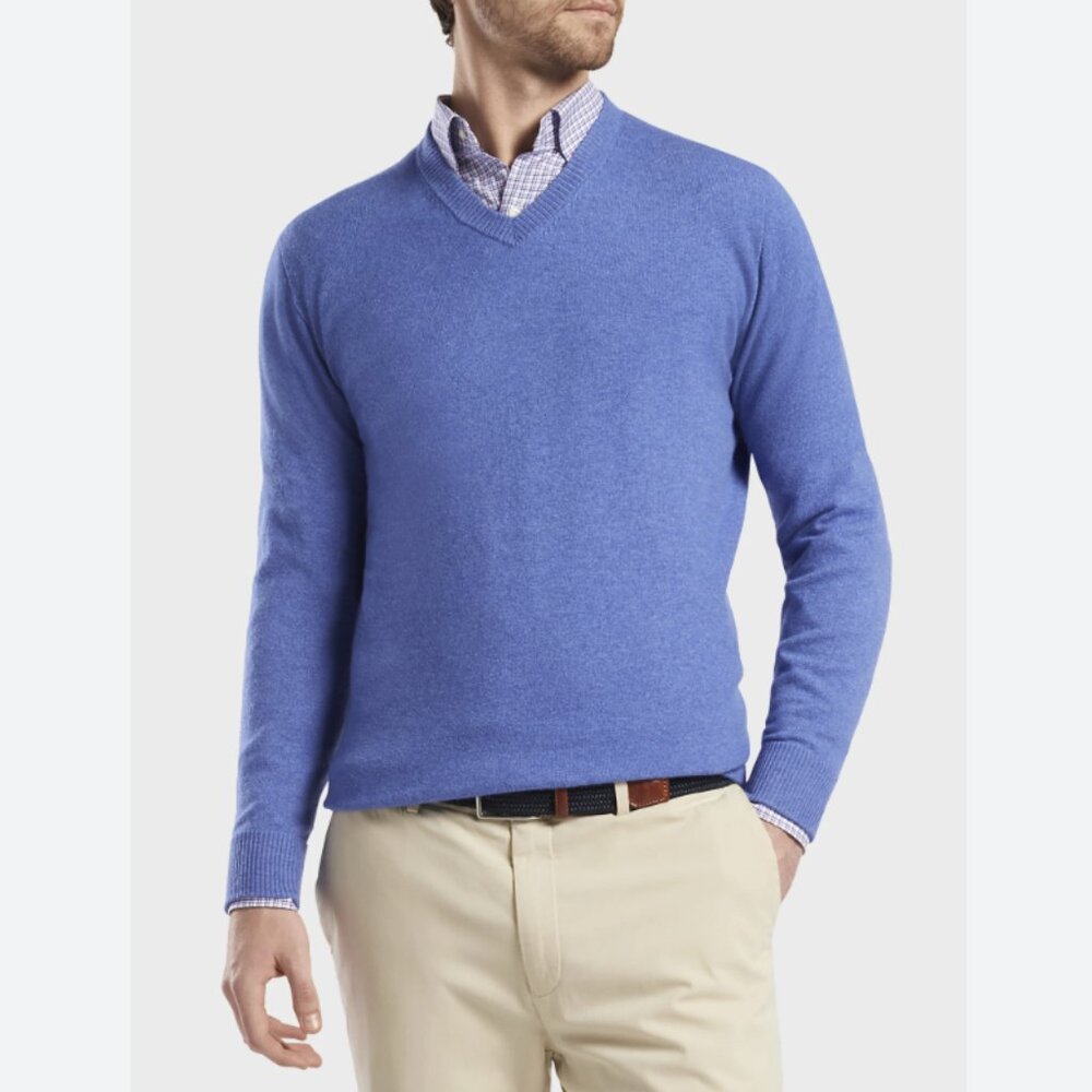 Peter Millar Cashmere Sweater V-Neck Blue Size XL